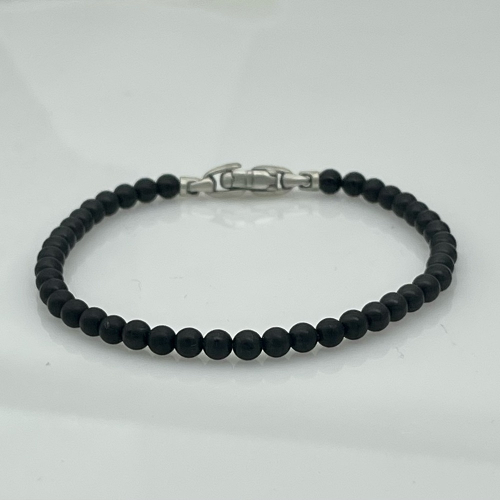 David Yurman 4mm Matt Black Ónix Beads Men’s Spiritual Bracelet
